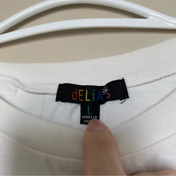 Retro 90s Dolls Kill Delia*s cropped tee with glitter details. Size US Large. - Picture 4 of 5